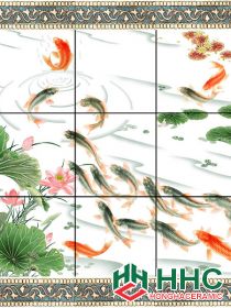 Gạch tranh TMC Tùng Mai Ceramics - Đàn cá bơi