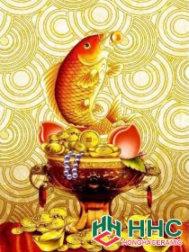 Gạch tranh TMC Tùng Mai Ceramics - Gạch tranh Cá Chép Vàng