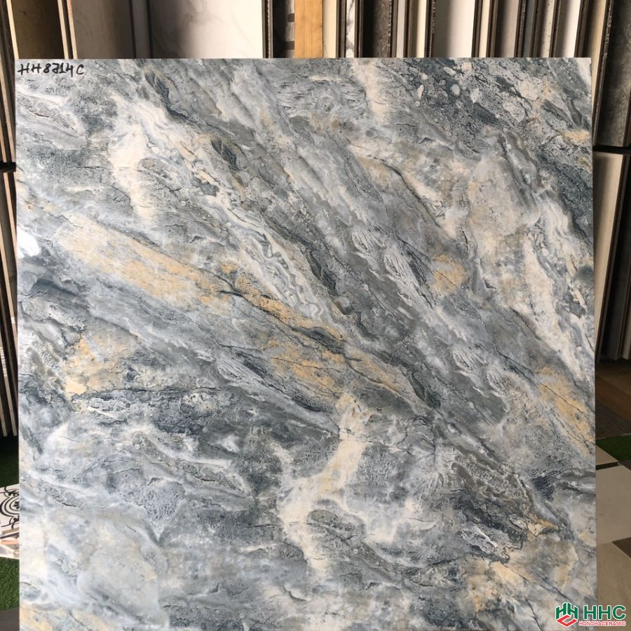 Đá bóng kiếng toàn phần 80x80 vân đá xanh tự nhiên HH8714C