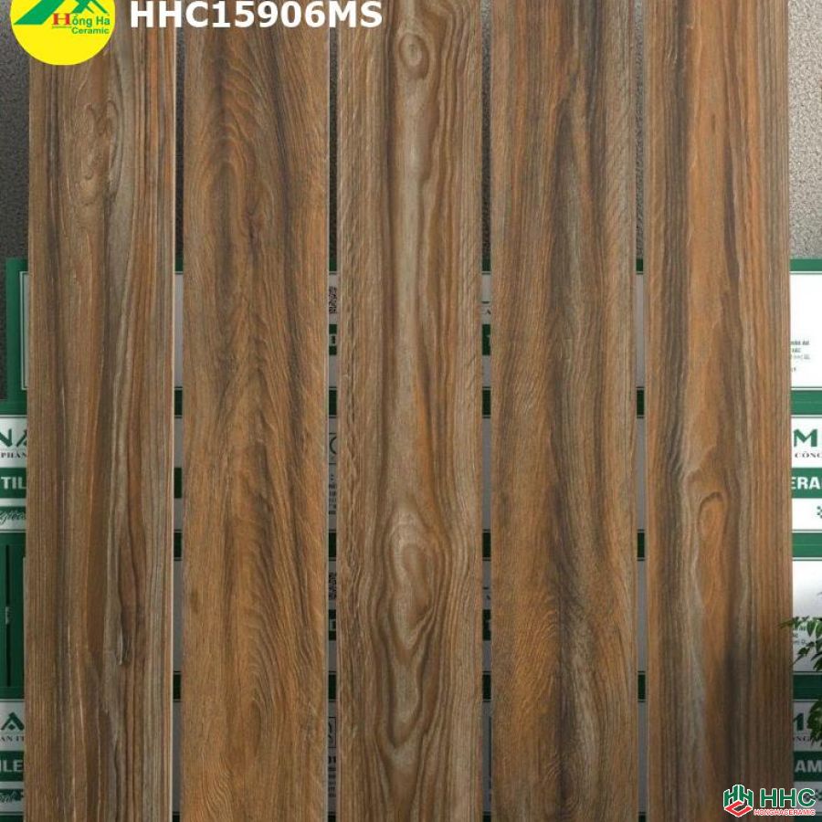 Gạch giả gỗ 15x90 màu nâu đỏ 15x90 hhc15906ms