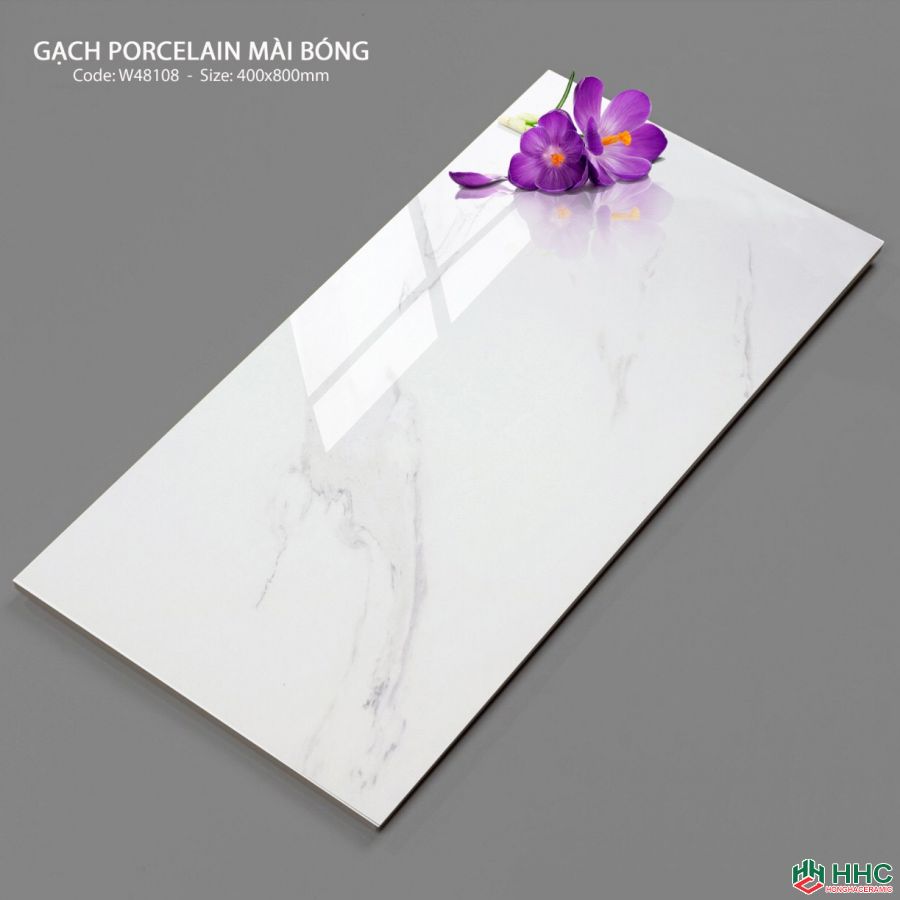 Gạch 40x80 bóng kiếng cao cấp màu trắng khói nhẹ W48108