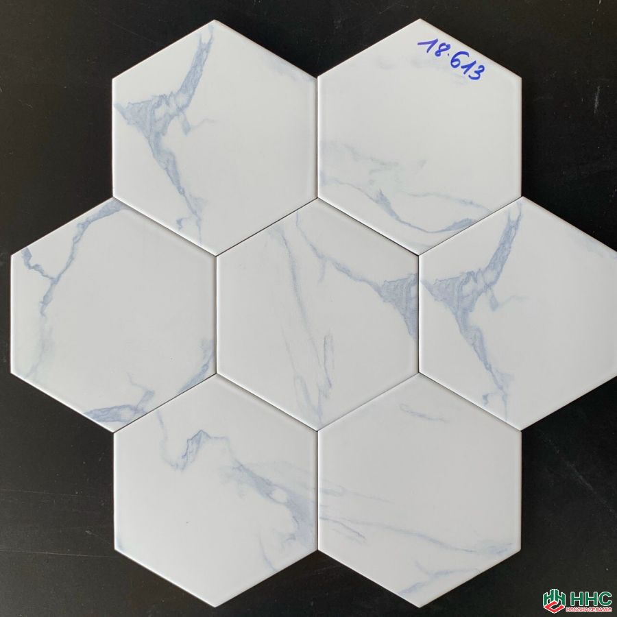 Gạch lục giác 20x23 trắng khói 18613