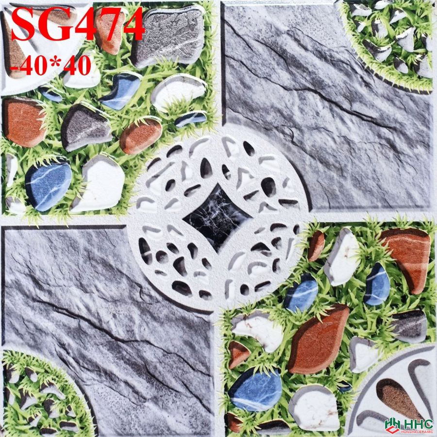 Gạch 40x40 lát sân cỏ sỏi SG474