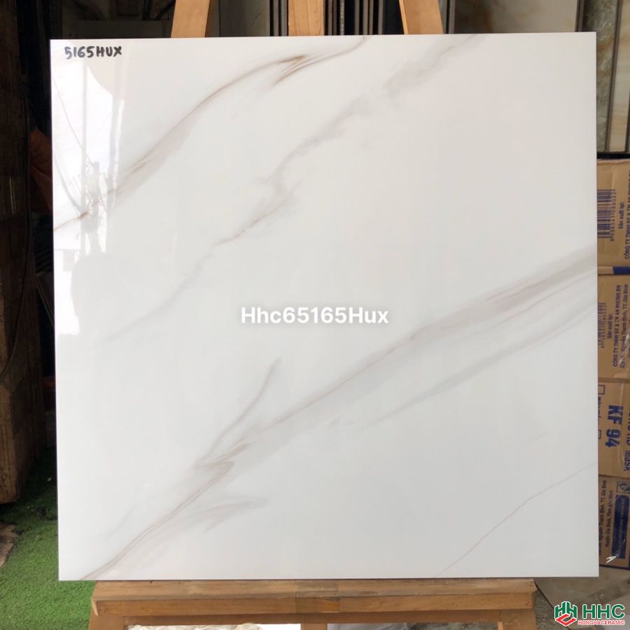 Gạch 60x60 bóng kiếng trắng vân khói nâu HHC65165