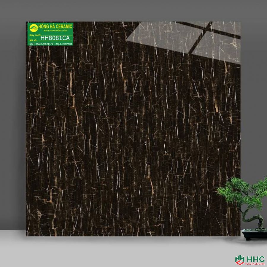 Gạch 80x80 catalan hhca8081 màu đen vân đá