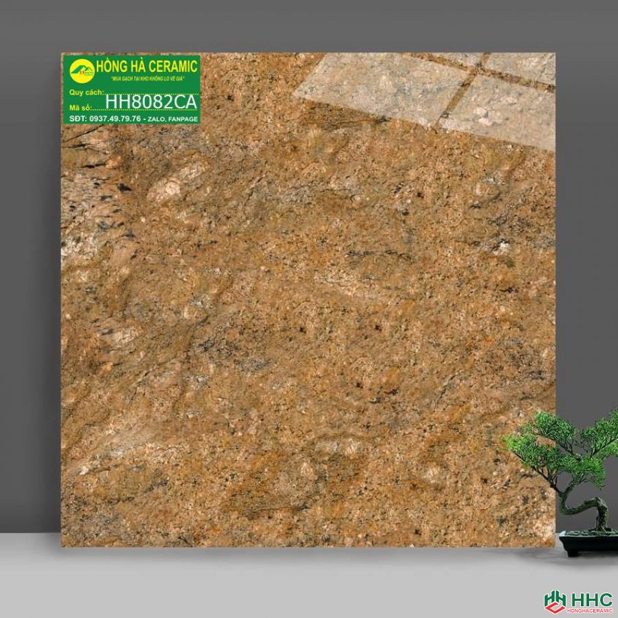 Gạch 80x80 catalan hhca8082 nâu vân đá