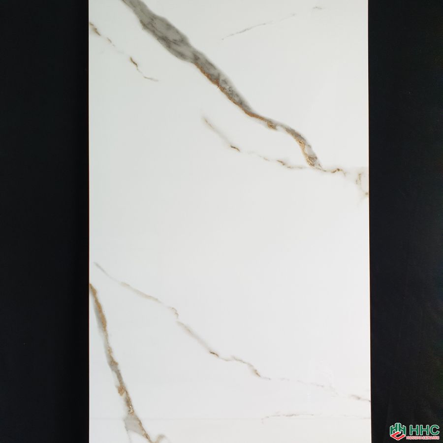 Đá bóng kính nhập khẩu 60x120 trắng vân nâu PH02